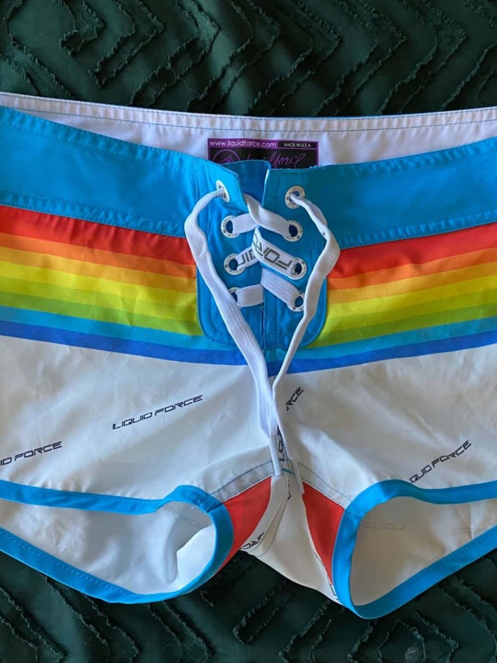 Vintage Liquid Force Rainbow Stripe Boardshorts